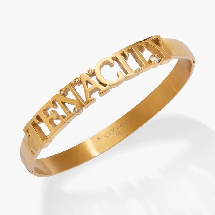 Fine Jewelry Women Alex And Ani Tenacity Hinge Bracelet Stainless Steel Gold
