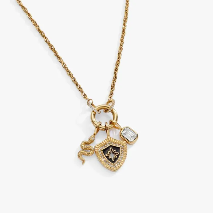 Fine Jewelry Women Alex And Ani Wisdom Trio Interchangeable Charm Necklace Stainless Steel Gold