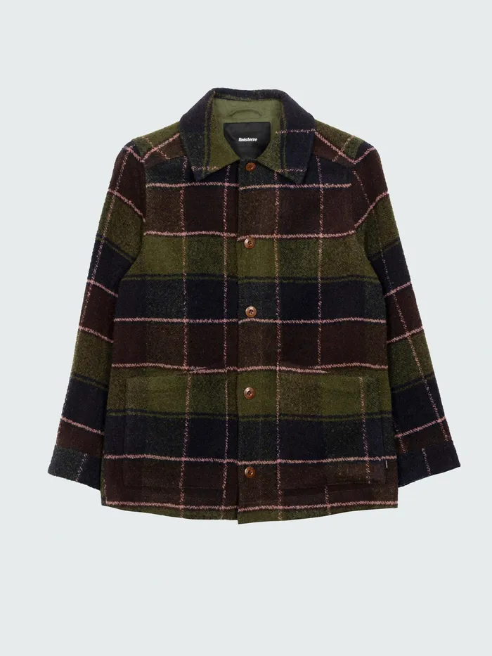 Finisterre Jackets and Coats Women Stowe Blanket Jacket Black Cherry Check