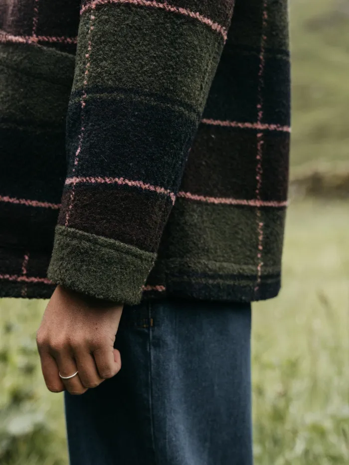 Finisterre Jackets and Coats Women Stowe Blanket Jacket Black Cherry Check