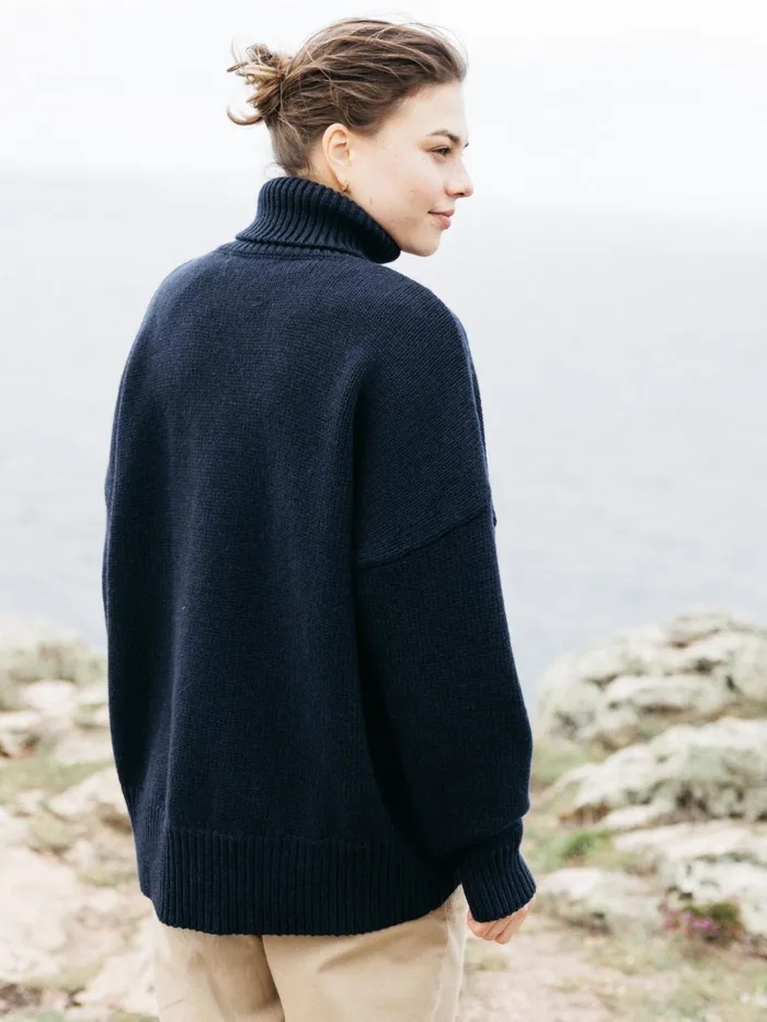 Finisterre Knitwear Women Eyre Roll Neck Knit Sweater Navy