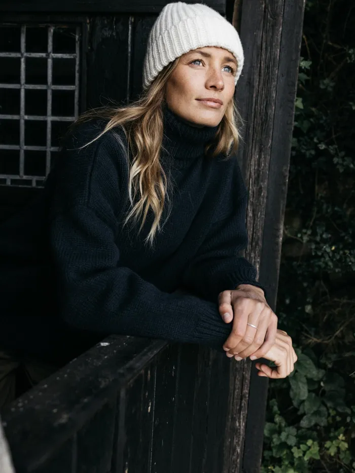 Finisterre Knitwear Women Eyre Roll Neck Knit Sweater Navy