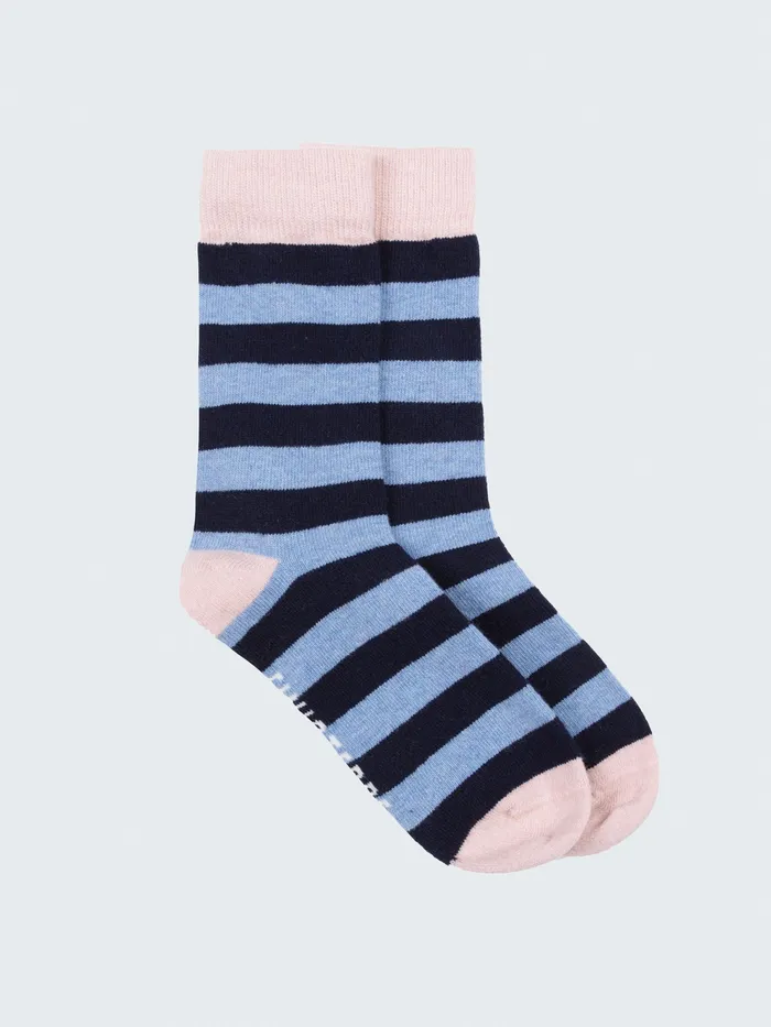 Finisterre Socks MenWomen Classic Wool Striped Sock Blue Hazenavypink Smoke