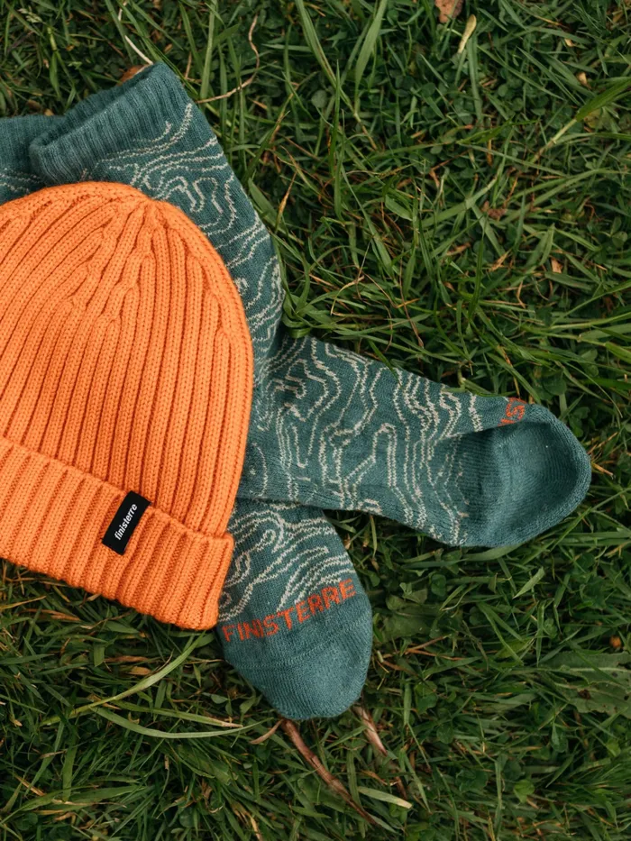 Finisterre Socks MenWomen High Tide Pattern Sock Pine Shadow Osmosis