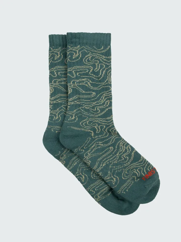 Finisterre Socks MenWomen High Tide Pattern Sock Pine Shadow Osmosis
