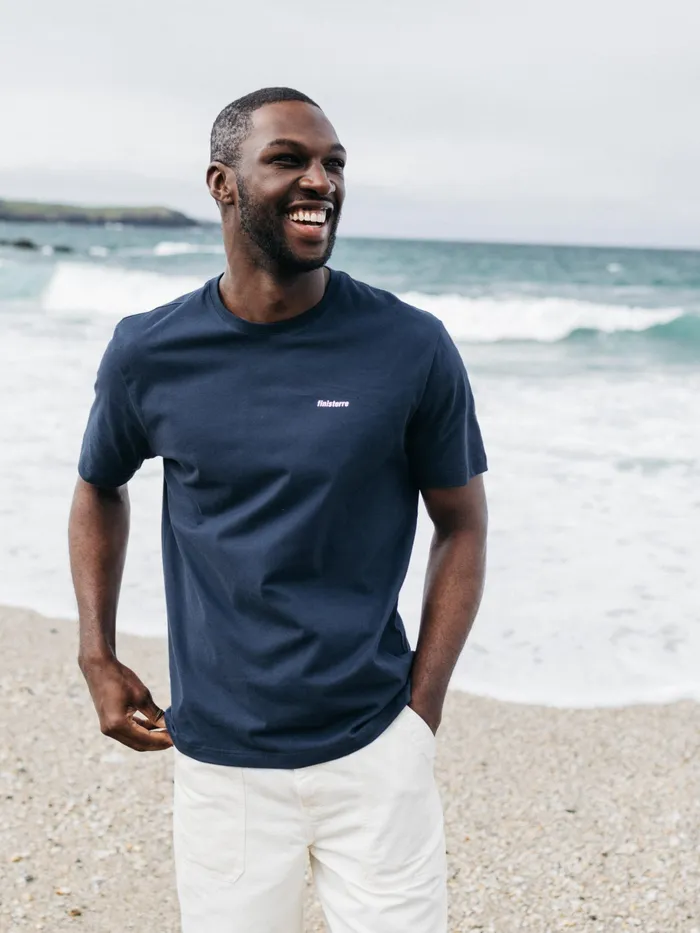 Finisterre TShirts Men Harlyn Logo TShirt Navy
