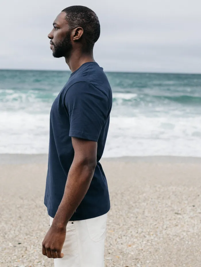 Finisterre TShirts Men Harlyn Logo TShirt Navy