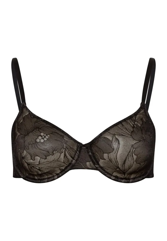 Floral Underwire Bra Black Beauty Women HANRO Underwire Bras