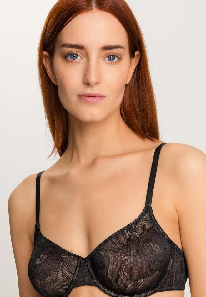 Floral Underwire Bra Black Beauty Women HANRO Underwire Bras