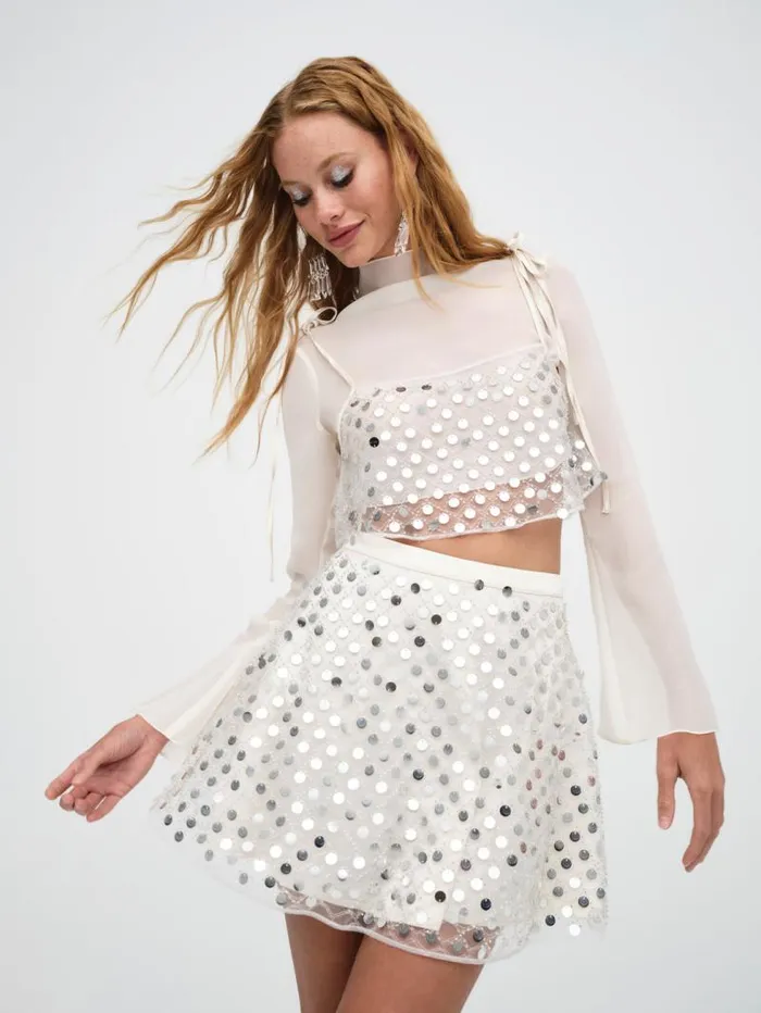 For Love and Lemons Bottoms Charelle Mini Skirt Silver 8211 Women
