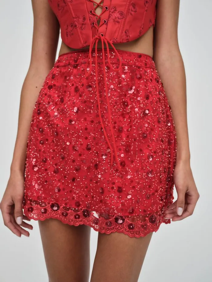 For Love and Lemons Bottoms Gwendolyn Mini Skirt Red 8211 Women