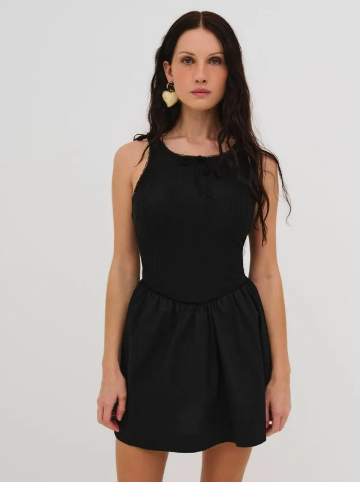 For Love and Lemons Dresses Billie Pointelle Mini Dress Black 8211 Women