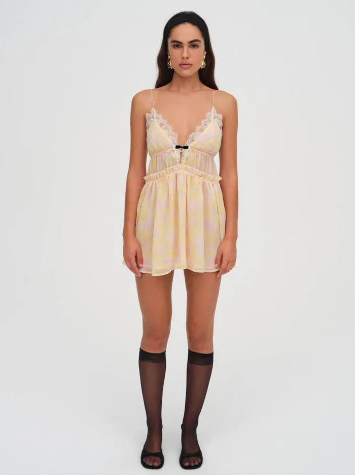 For Love and Lemons Dresses Elita Floral Mini Dress Yellow 8211 Women For Love and Lemons Dresses Elita Floral Mini Dress Yellow 8211 Women
