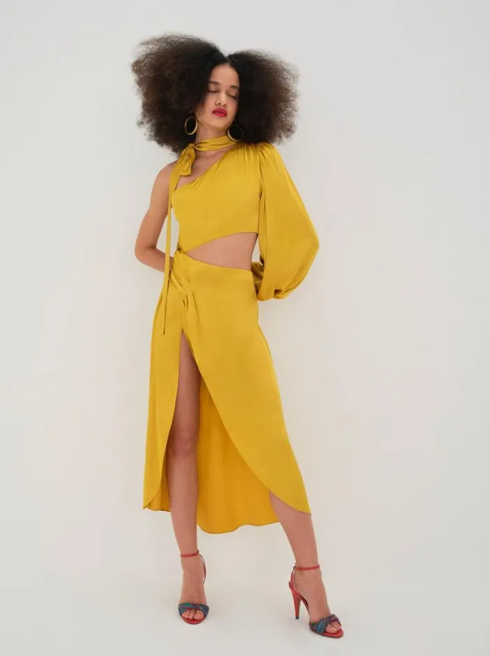 For Love and Lemons Dresses Mila Midi Dress Yellow 8211 Women