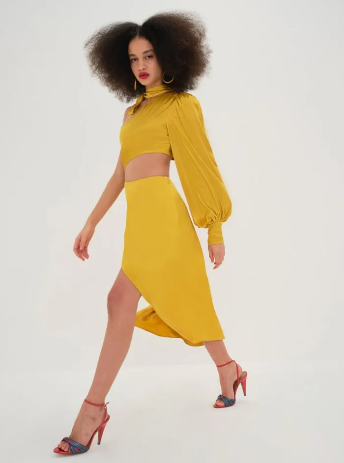 For Love and Lemons Dresses Mila Midi Dress Yellow 8211 Women For Love and Lemons Dresses Mila Midi Dress Yellow 8211 Women