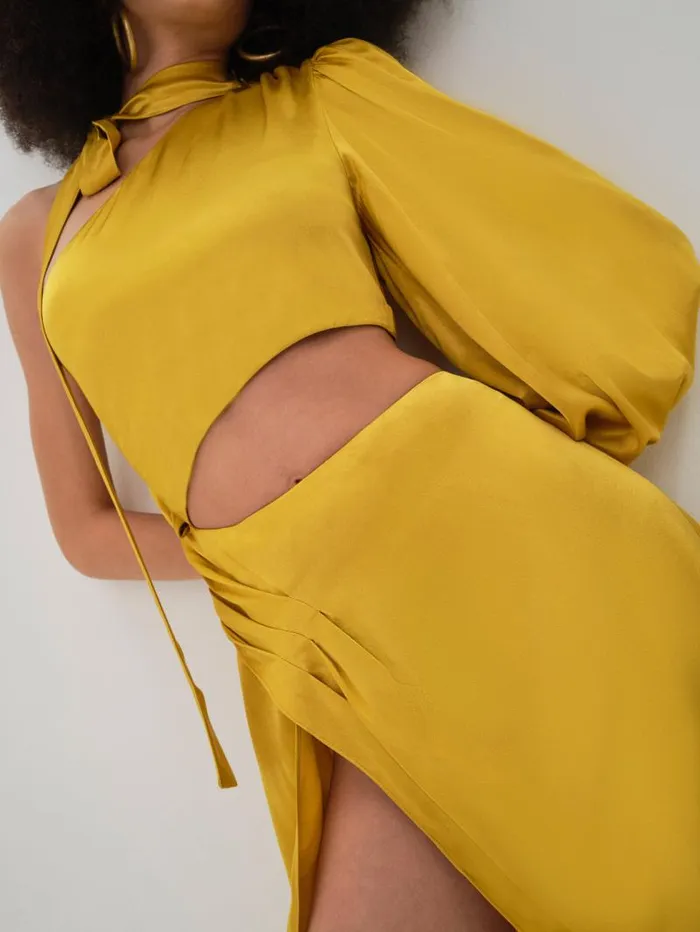 For Love and Lemons Dresses Mila Midi Dress Yellow 8211 Women For Love and Lemons Dresses Mila Midi Dress Yellow 8211 Women