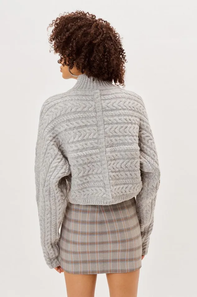 For Love and Lemons Knitwear Amelia Cross Front Turtleneck Grey 8211 Women For Love and Lemons Knitwear Amelia Cross Front Turtleneck Grey 8211 Women