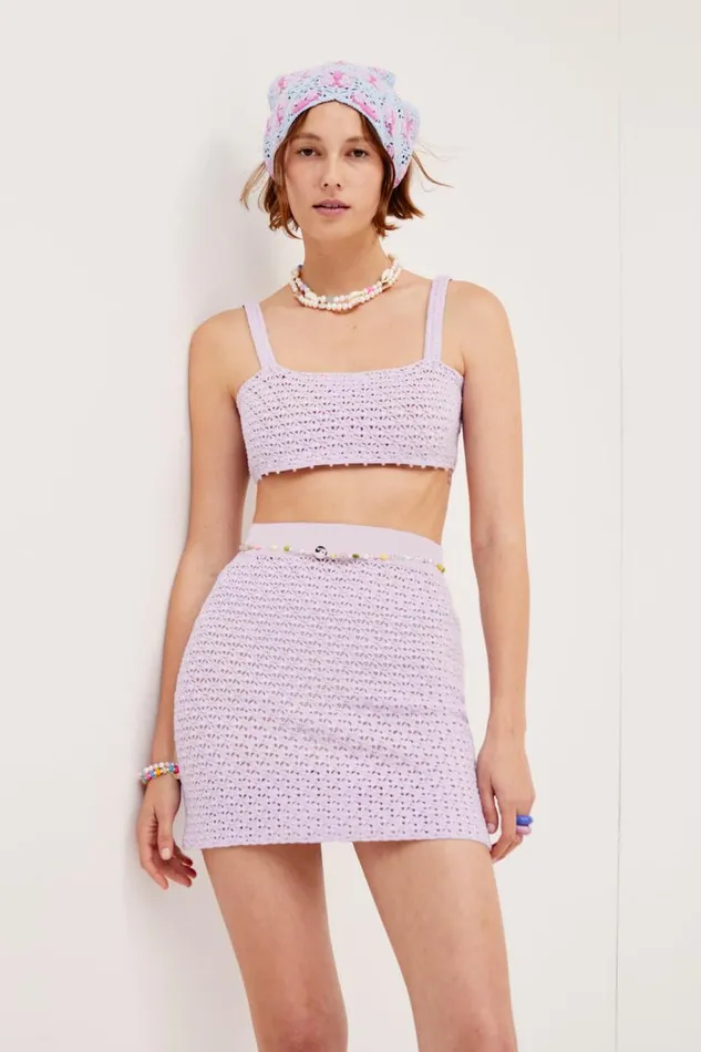 For Love and Lemons Knitwear Charlotte Mini Skirt Purple 8211 Women