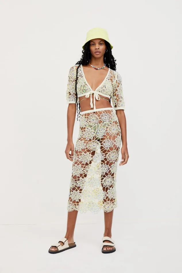 For Love and Lemons Knitwear Sofia Midi Skirt Light Blue 8211 Women