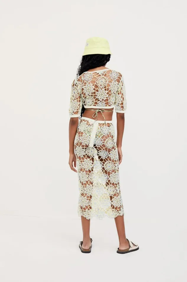 For Love and Lemons Knitwear Sofia Midi Skirt Light Blue 8211 Women