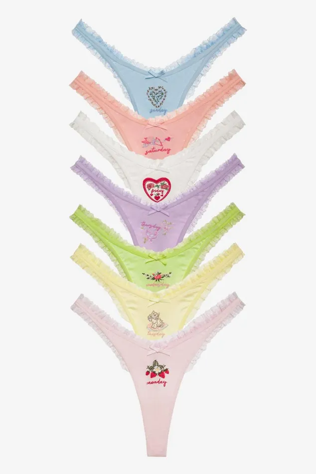 For Love and Lemons Lingerie Days Of The Week Panty Pack Multi 8211 Women