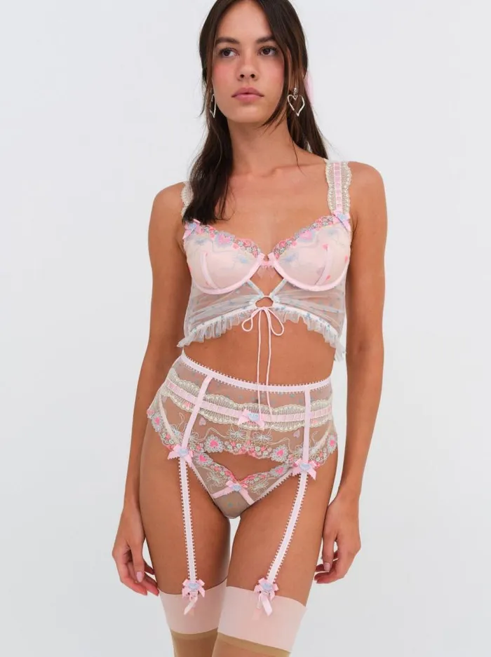 For Love and Lemons Lingerie Gabriella Embroidered Bustier Blue 8211 Women For Love and Lemons Lingerie Gabriella Embroidered Bustier Blue 8211 Women