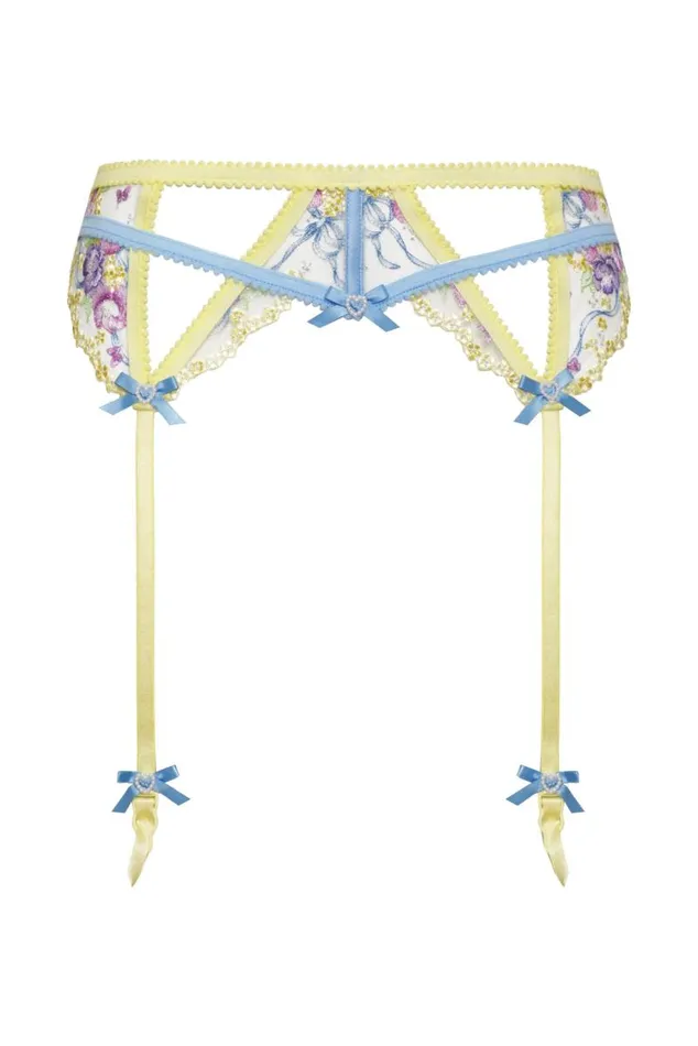 For Love and Lemons Lingerie Lavender Meadows Embroidery Garter Yellow 8211 Women