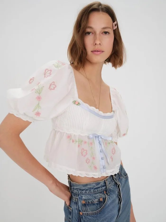 For Love and Lemons Tops Carrington Blouse White 8211 Women