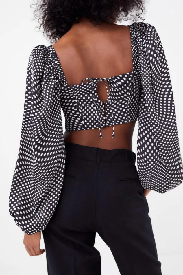 For Love and Lemons Tops Kat Long Sleeve Corset Top Black 8211 Women