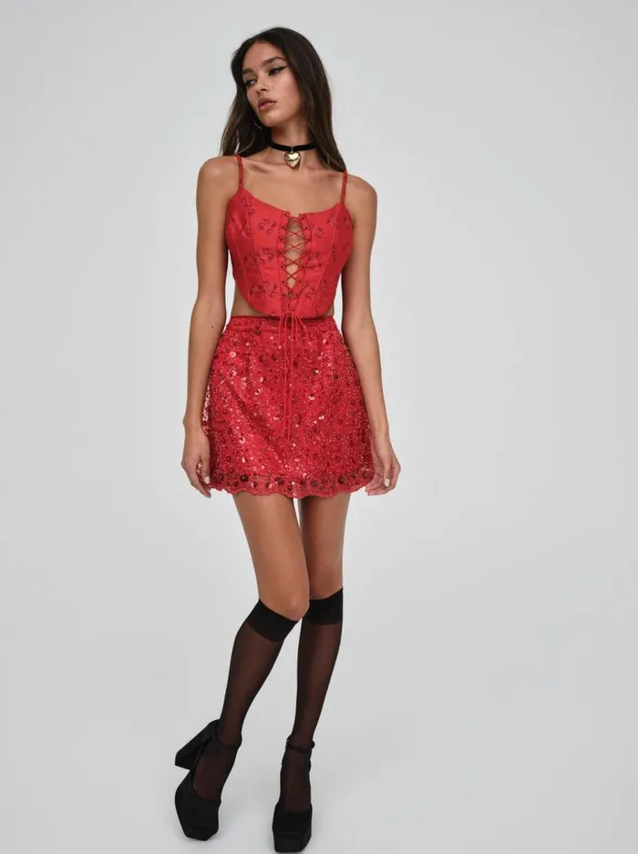 For Love and Lemons Tops Lillian Corset Top Red 8211 Women For Love and Lemons Tops Lillian Corset Top Red 8211 Women
