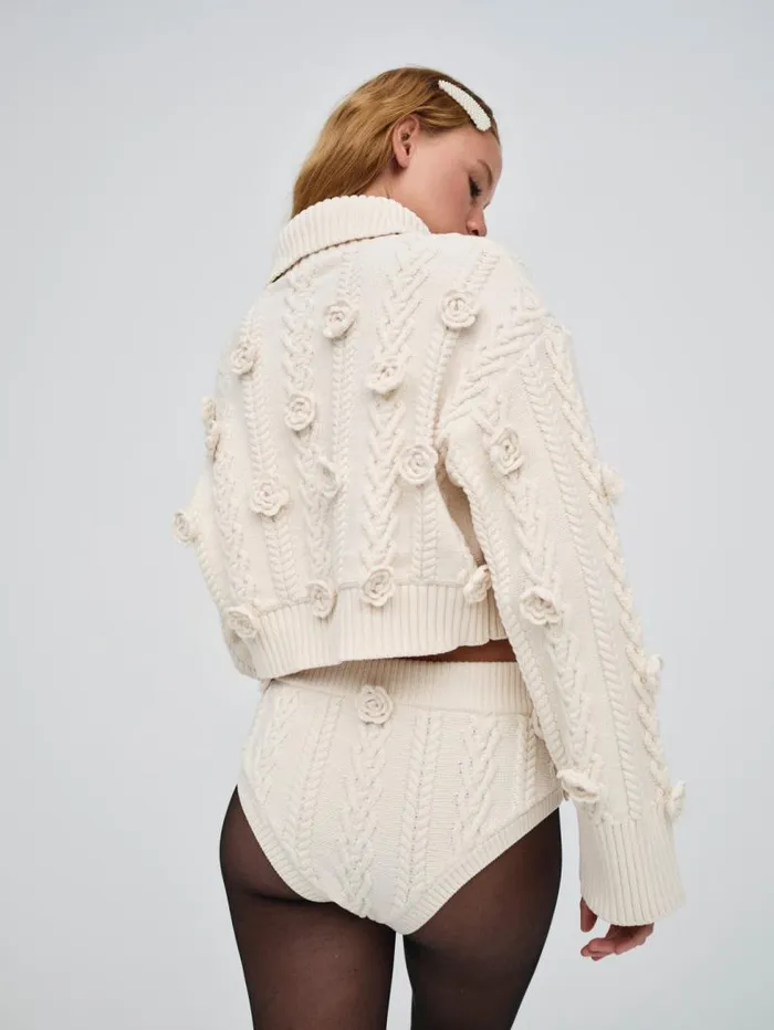For Love and Lemons Tops Martina Cropped Sweater Ivory 8211 Women For Love and Lemons Tops Martina Cropped Sweater Ivory 8211 Women