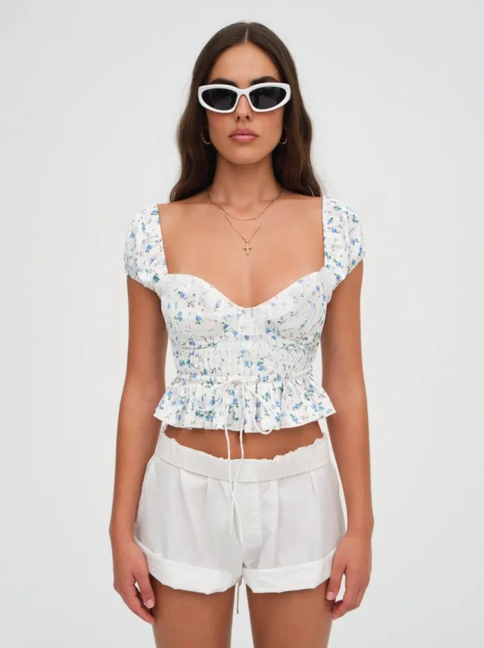 For Love and Lemons Tops Opal Floral Blouse Ivory 8211 Women For Love and Lemons Tops Opal Floral Blouse Ivory 8211 Women