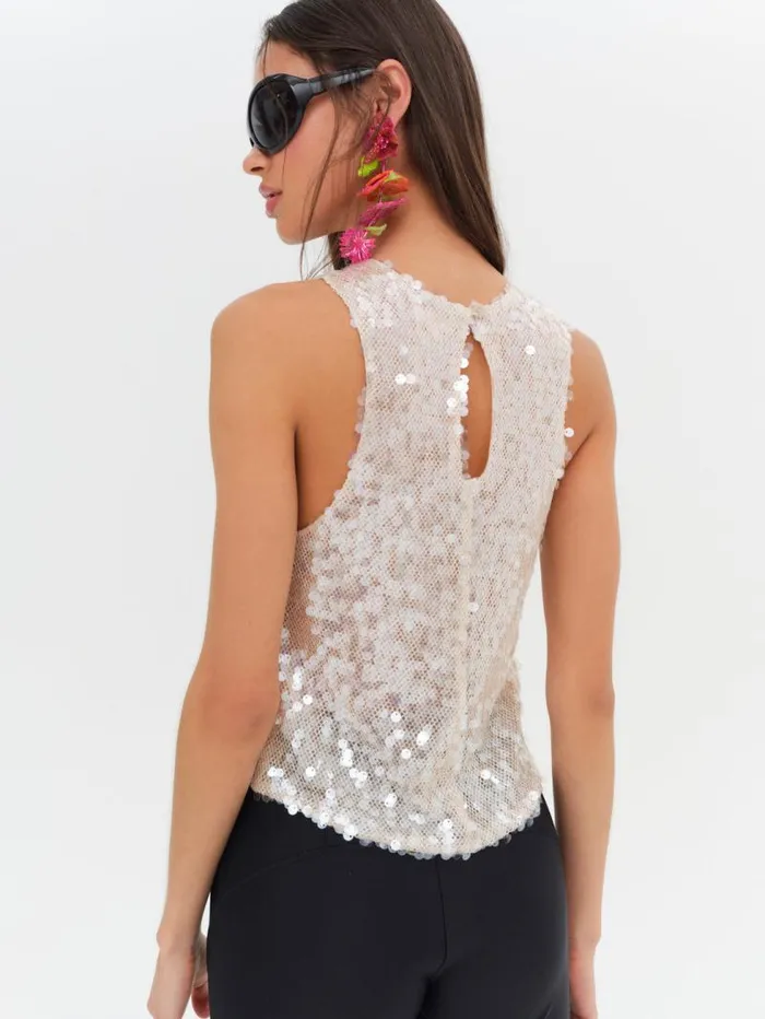 For Love and Lemons Tops Sydney Sequin Top Neutral 8211 Women For Love and Lemons Tops Sydney Sequin Top Neutral 8211 Women
