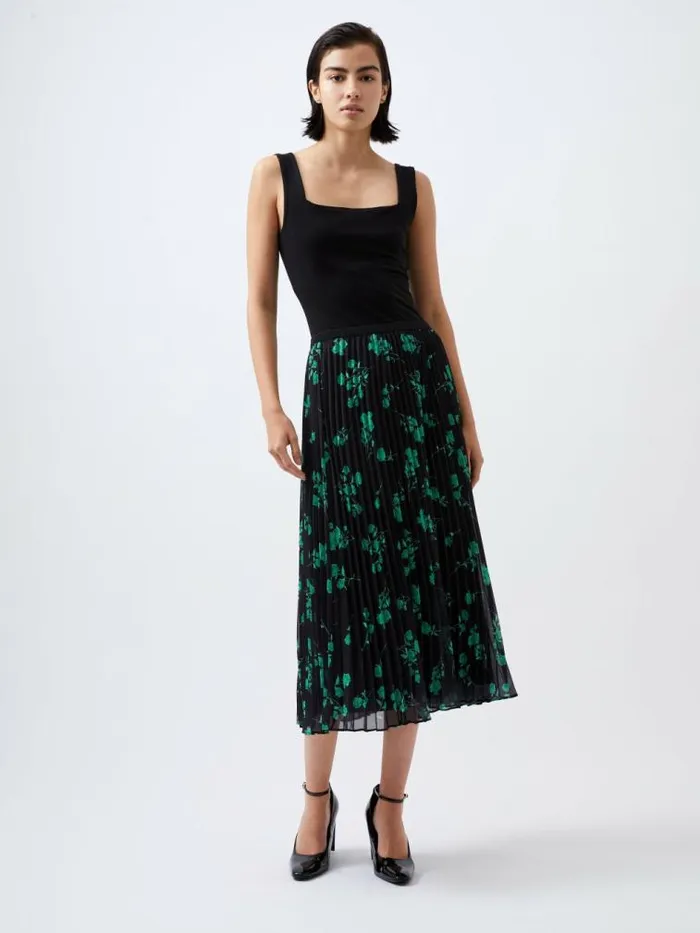 French Connection Alessandra Recycled Pleated Skirt Blackoutminted Grn Women Skirts French Connection Alessandra Recycled Pleated Skirt Blackoutminted Grn Women Skirts