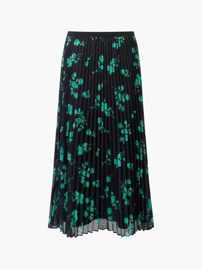 French Connection Alessandra Recycled Pleated Skirt Blackoutminted Grn Women Skirts