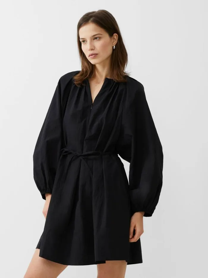French Connection Alora Zip Dress Blackout Women Dresses
