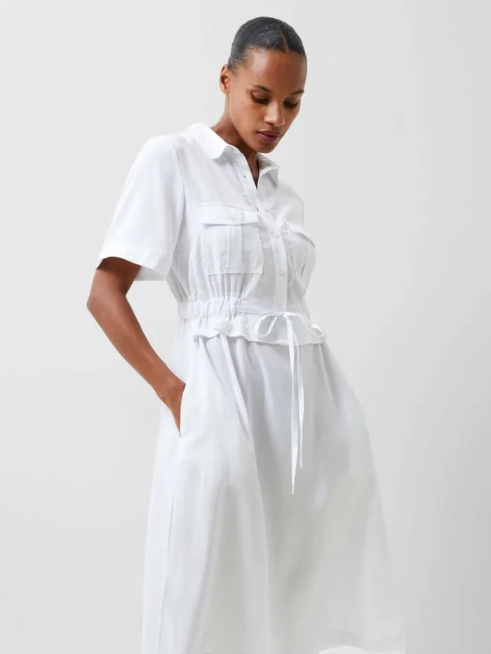 French Connection Arielle Shirt Dress Linen White Women Dresses