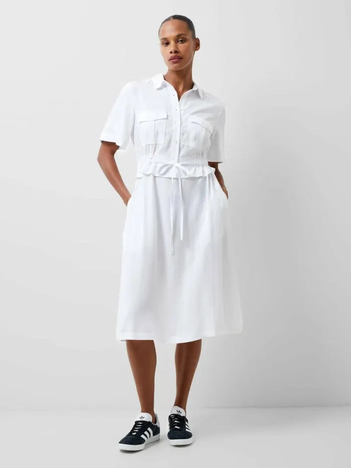 French Connection Arielle Shirt Dress Linen White Women Dresses
