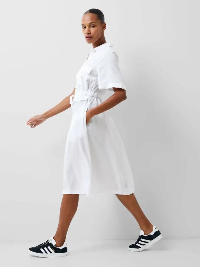 French Connection Arielle Shirt Dress Linen White Women Dresses