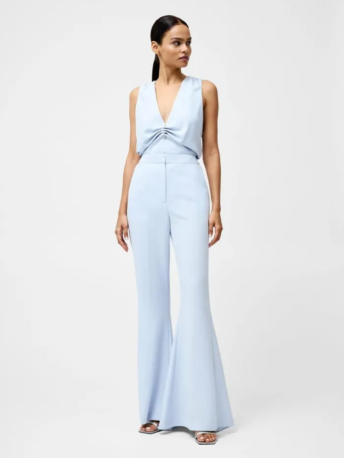 French Connection Arlette Flared Leg Trousers Powder Blue Women Trousers