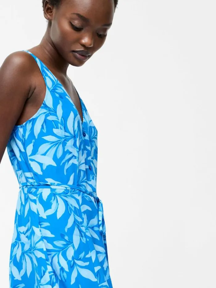 French Connection Avalina V Neck Sleeveless Midi Dress Blue Sea Star Women Dresses