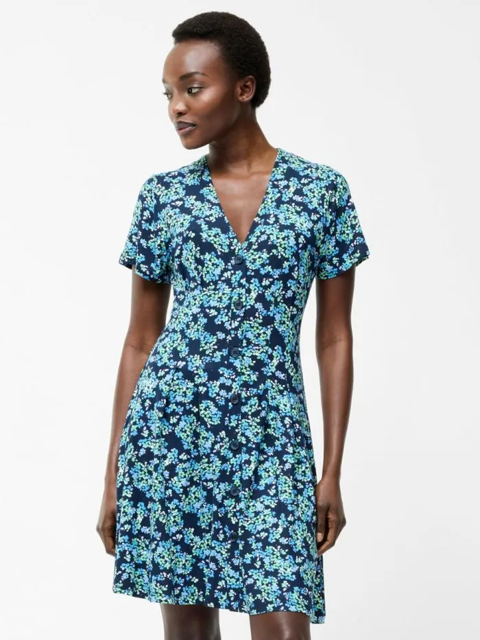 French Connection Benedetta Flippy Dress Midnight Blue Women Dresses