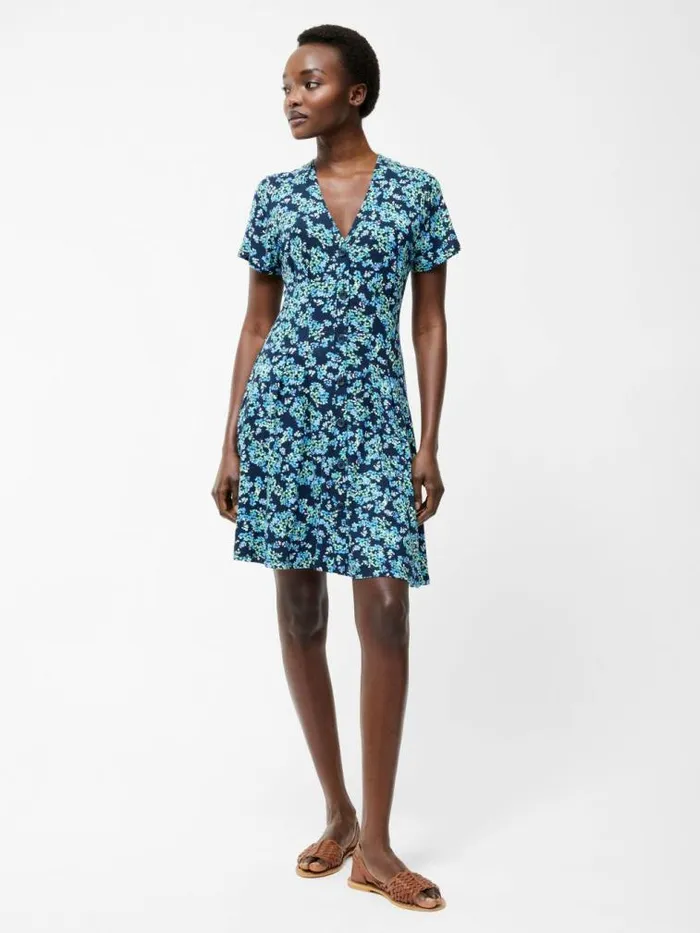 French Connection Benedetta Flippy Dress Midnight Blue Women Dresses