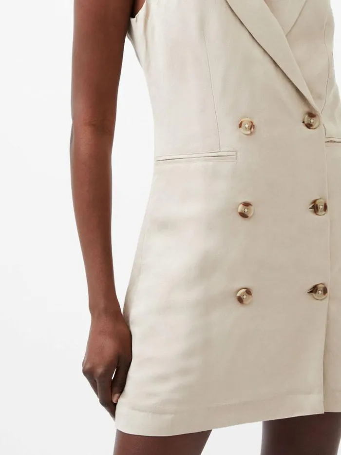 French Connection Birdie Linen Sleeveless Blazer Dress Wild Wheat Women Dresses