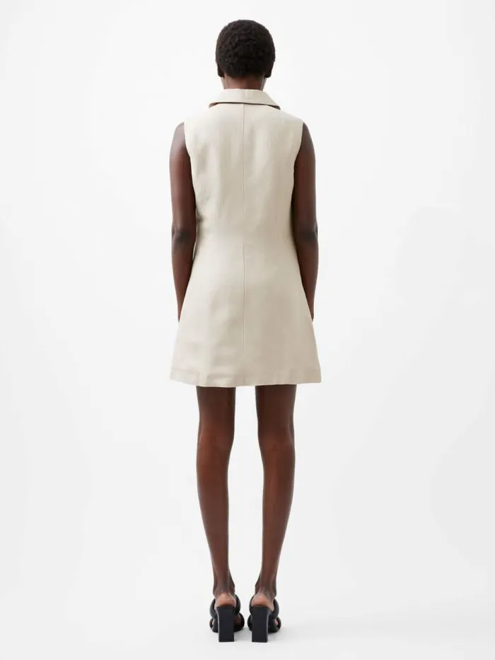 French Connection Birdie Linen Sleeveless Blazer Dress Wild Wheat Women Dresses