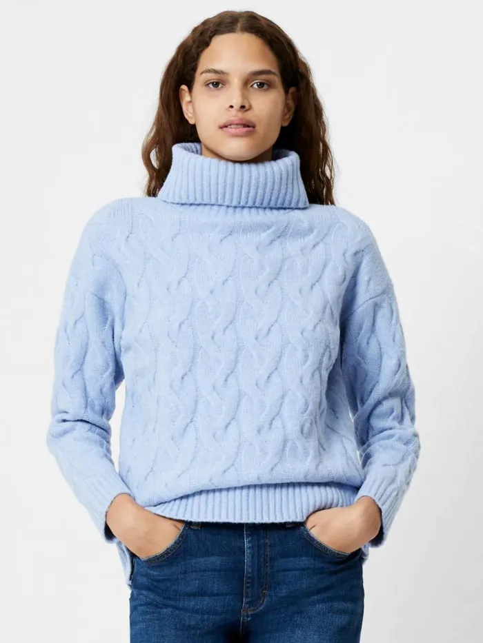 French Connection Cable Knit Roll Neck Jumper Crystal Clear Women Jumpers and Cardigans French Connection Cable Knit Roll Neck Jumper Crystal Clear Women Jumpers and Cardigans