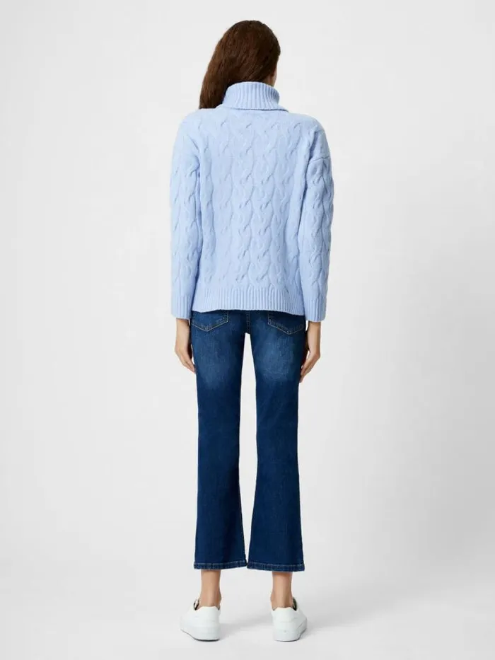 French Connection Cable Knit Roll Neck Jumper Crystal Clear Women Jumpers and Cardigans
