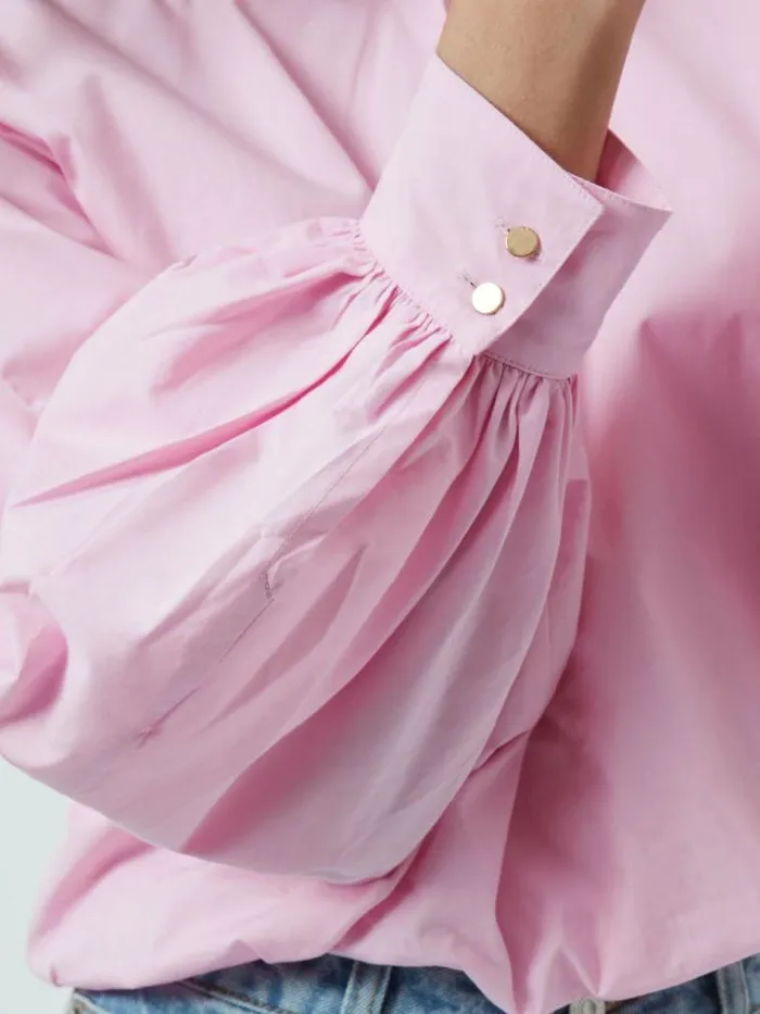 French Connection Cambria Cotton Bubble Hem Top Bubblegum Pink Women Tops