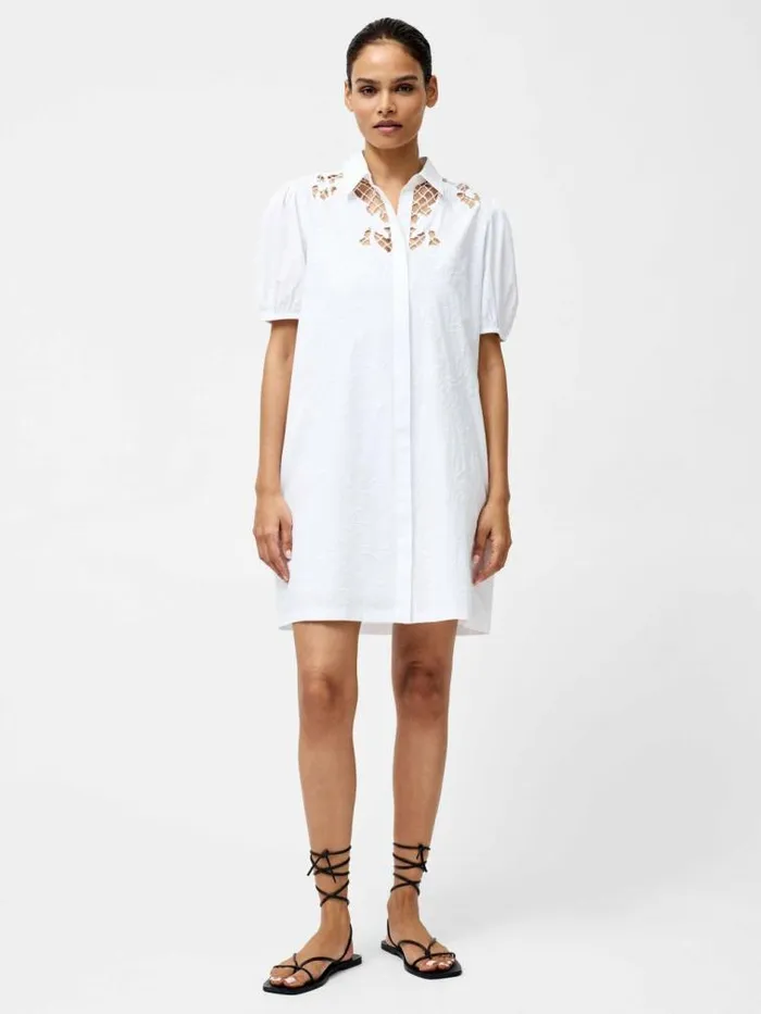 French Connection Cambria Cotton Embroidered Shirt Dress Linen White Women Dresses French Connection Cambria Cotton Embroidered Shirt Dress Linen White Women Dresses