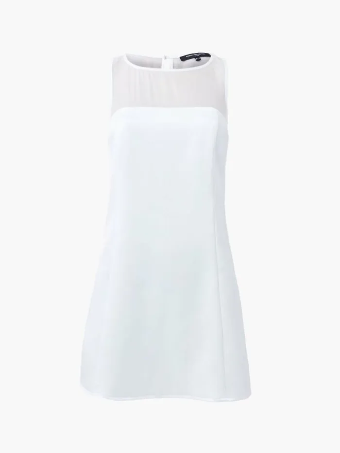 French Connection Carey Satin Slash Neck Chiffon Mini Dress Summer White Women Dresses